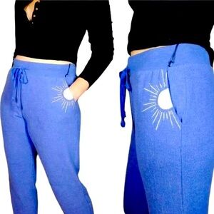 NWT WILDFOX Sunshine Parker Drawstring Jogger Sweatpants Wedgewood Blue M